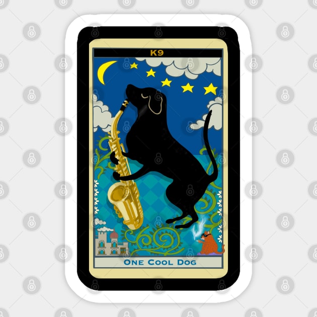 One Cool Dog Tarot Card Sticker by BullShirtCo